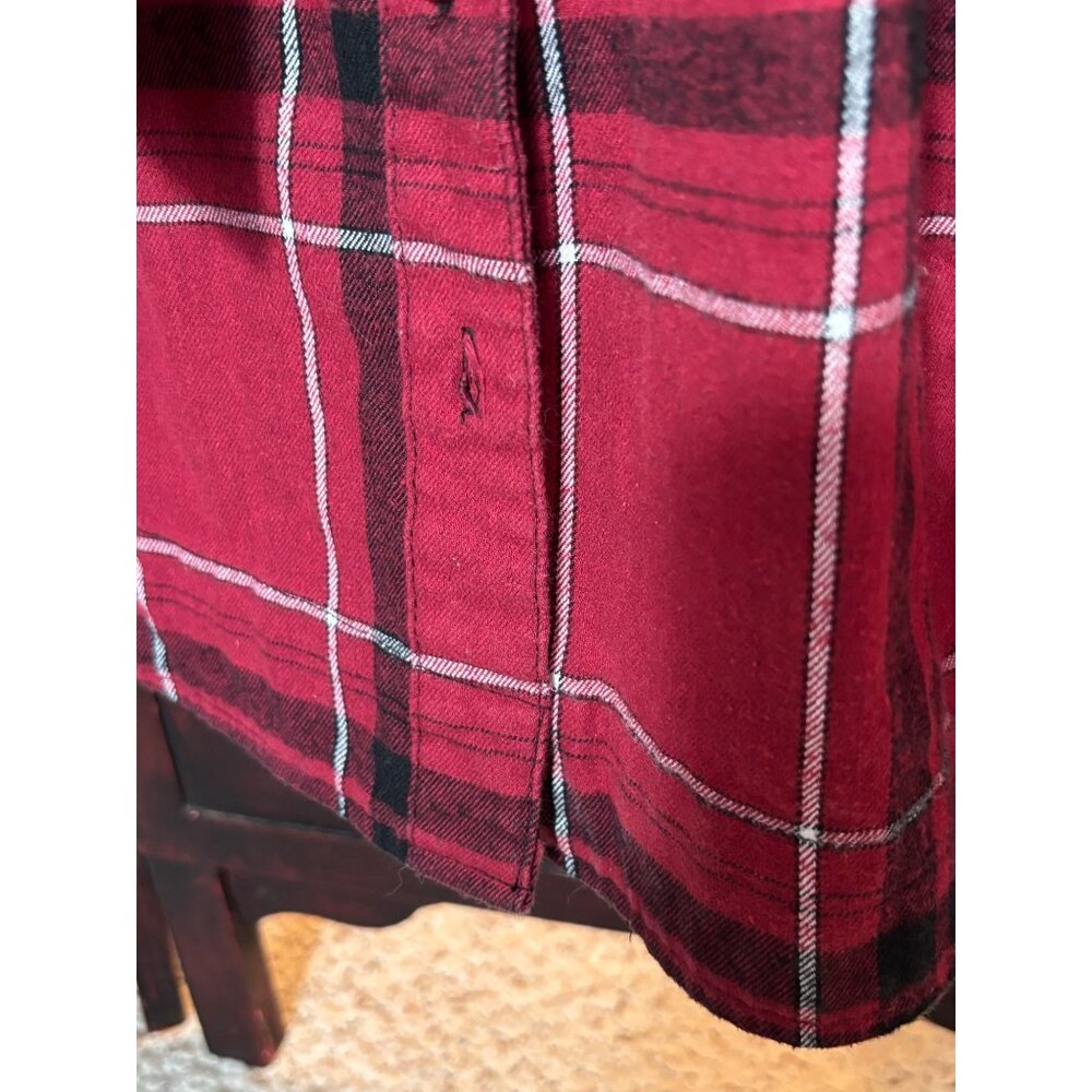 Stillwater Supply Co. Red Plaid Button-Down Belted Shirt Dress M Cotton Blend Wo - Picture 8 of 13